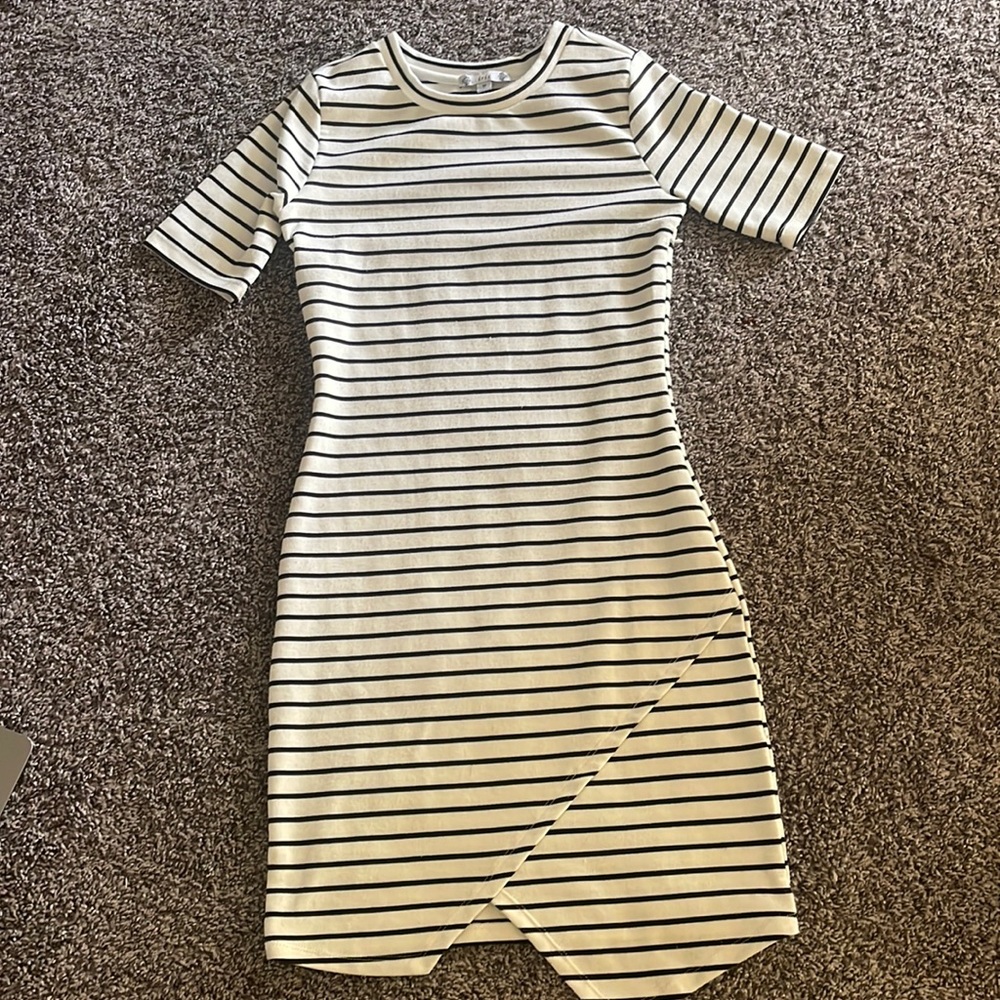 black and white striped bodycon dress
